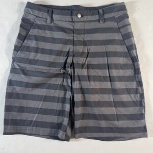 Lululemon Commission Shorts Mens 34 Gray Striped Golf Performance 9" Inseam